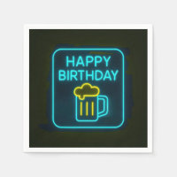 Neon Birthday Beer Mug On Black