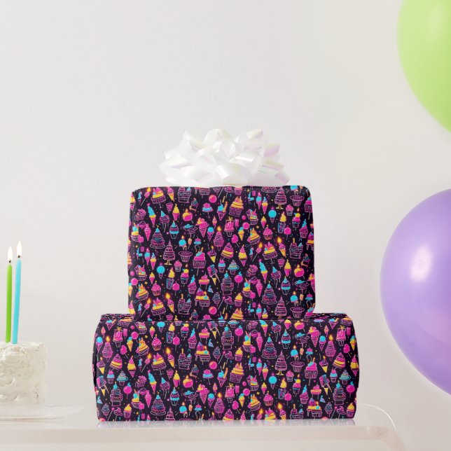 Neon Birthday Sweets Wrapping Paper (Party Gifts)