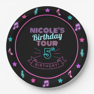 Neon Birthday Tour Music Birthday Party Plates