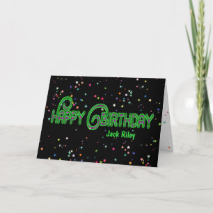 Neon birthday with stars card