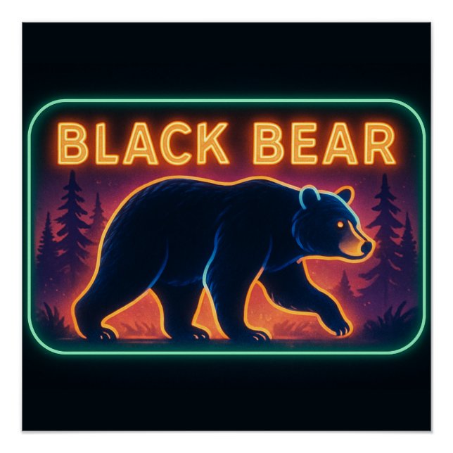 Neon Black Bear Poster (Front)