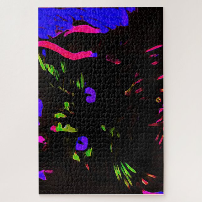 Neon Black Cat with Glowing Eyes Jigsaw Puzzle (Vertical)