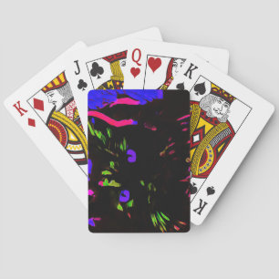 Neon Black Cat with Glowing Eyes Playing Cards