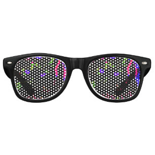 Neon Black Cat with Glowing Eyes Retro Sunglasses