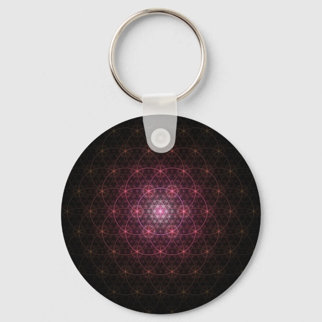 Neon Black Flower of Life Key Ring (Front)