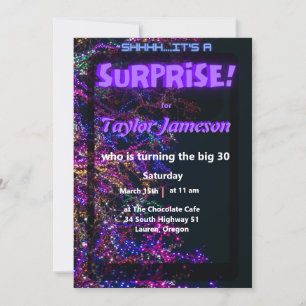 neon black modern surprise Invitation QR rsvp