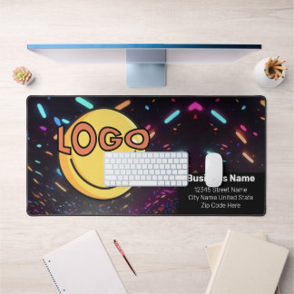 Neon Black Nightlife Events Business Branding Desk Mat