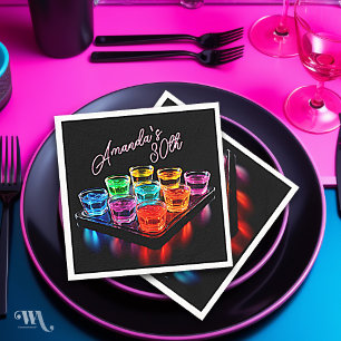 Neon Blacklight Jelly Shots Cocktail Birthday  Napkin