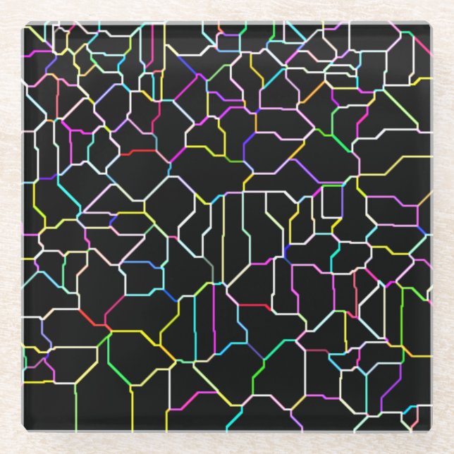 Neon Block Tile Glass Coaster (Front)