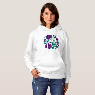 Neon Bloom – Skull in Roses Hoodie