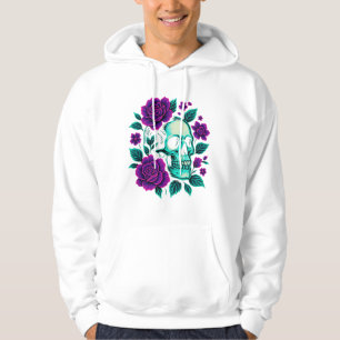 Neon Bloom – Skull in Roses Hoodie