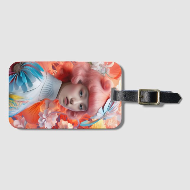 Neon Blossom Luggage Tag (Front Horizontal)