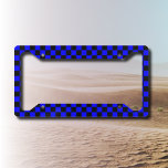 Neon Blue and Black Chequered Chequerboard Vintage Licence Plate Frame<br><div class="desc">Neon Blue and Black Chequered Chequerboard  | Vintage | Classic | Trendy | Stylish | Fashion | Minimal</div>
