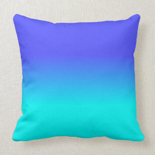 Neon Blue and Bright Neon Aqua Ombré Shade Colour Cushion