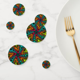 Neon   Blue and Orange Fractal Art Confetti
