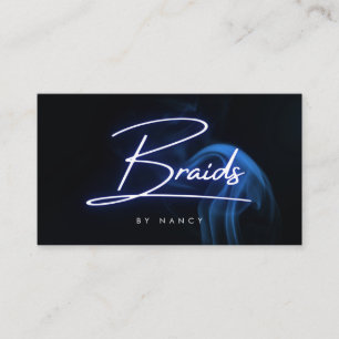 Neon Blue Braids Script Typography Business Card