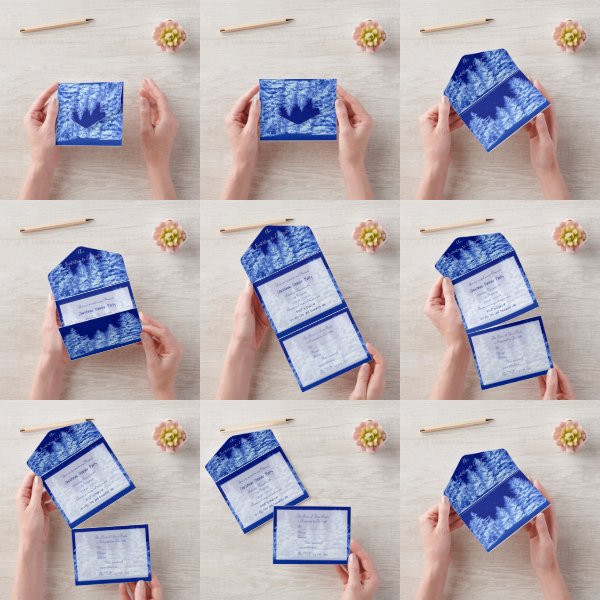 Neon Blue Christmas Tree Invitation