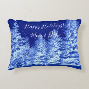 Neon Blue Christmas Tree  Lumbar Pillow