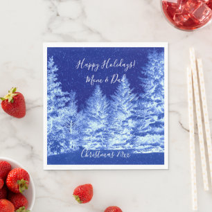 Neon Blue Christmas Tree Napkin