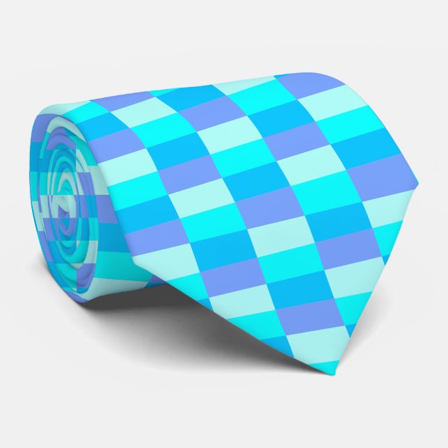 Neon Blue Colour Pattern Tie (Rolled)