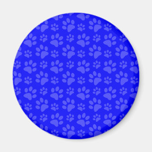 Neon blue dog paw print pattern magnet
