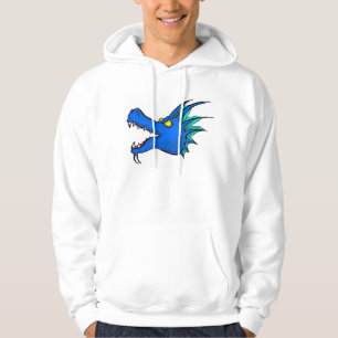 Neon blue dragon art head guys hoodie
