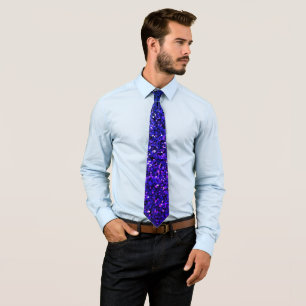Neon Blue Glitter Abstract Birthday Wedding Gift Tie