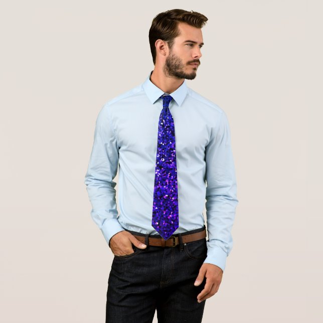 Neon Blue Glitter Abstract Birthday Wedding Gift Tie (In Situ)