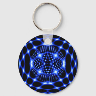 Neon blue glob fractal key ring
