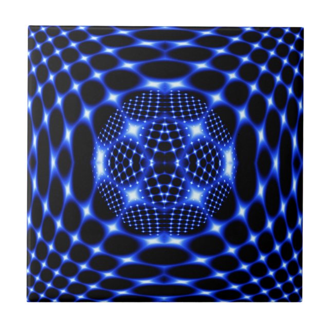 Neon blue glob fractal tile (Front)
