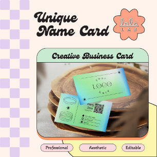 Neon Blue Gradient Trendy Editable Business Card