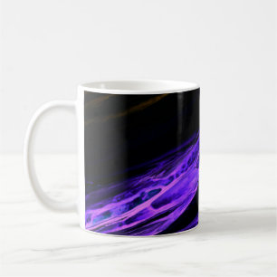 Neon blue, green and purple creative abstract hand coffee mug