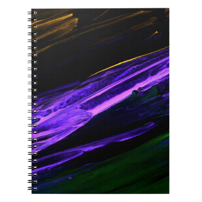 Neon blue, green and purple creative abstract hand notebook (Front)