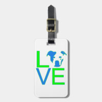 Neon Blue & Green Pit Bull Love Luggage Tag