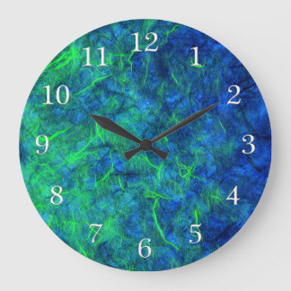 Neon blue green psychedelic Japanese rice paper Large Clock