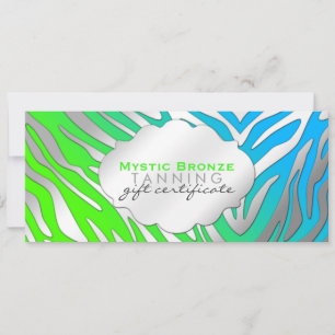 Neon Blue & Green Zebra Print Gift Certificates
