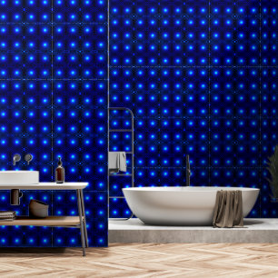 Neon Blue Lights Dots Black Wallpaper