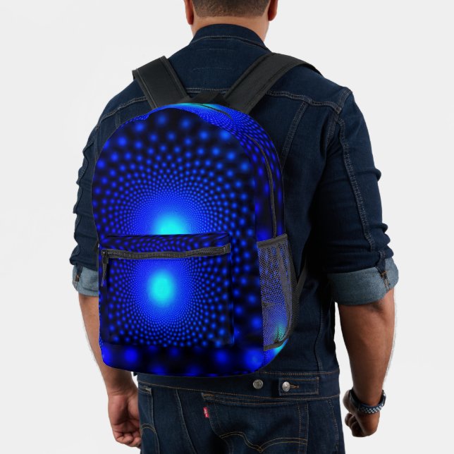 Neon Blue Lights on Black Backpack (Insitu (Model))
