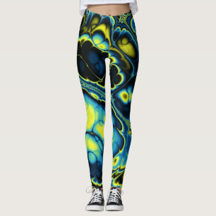 Neon Blue Marble Flow Leggings