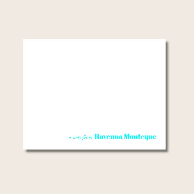 Neon Blue Minimalist Personalized Name Elegant Card (Creator Uploaded)
