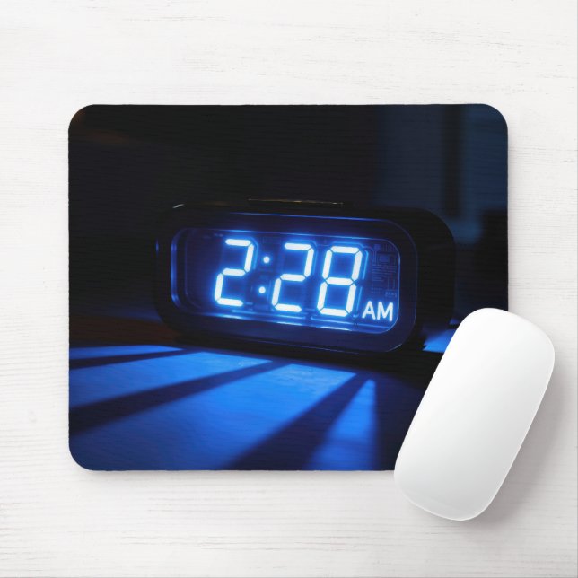 Neon Blue Nightstand Clock Mouse Pad (With Mouse)