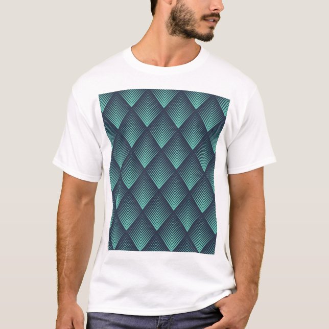 Neon Blue Op-Art Chevron. T-Shirt (Front)