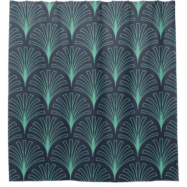 Neon blue peacock, vintage pattern. shower curtain (Front)