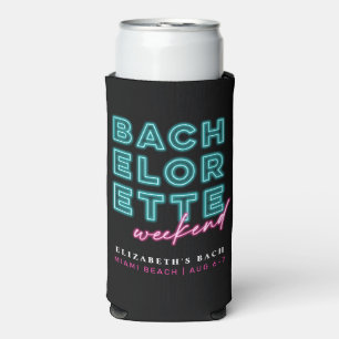 Neon Blue & Pink Bachelorette Weekend Seltzer Can Cooler