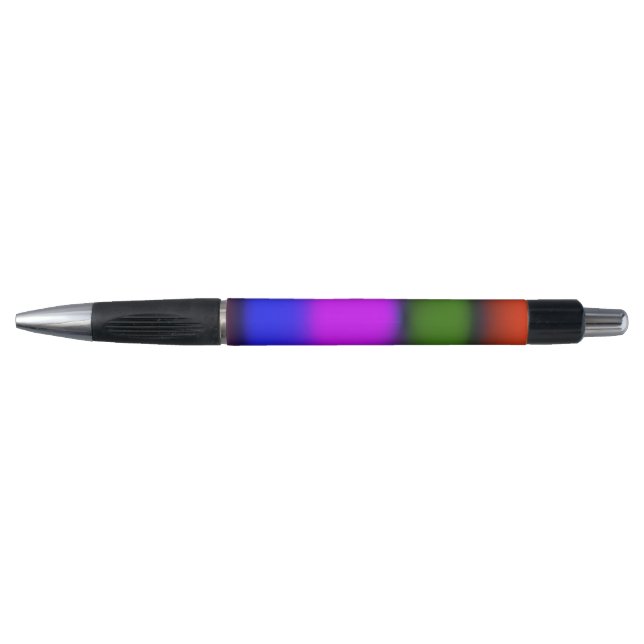 Neon Blue, Purple, Green, Orange Rubber Grip Pen (Front)