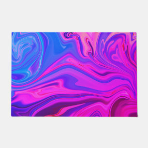 Neon Blue Purple Pink Abstract Pattern Doormat