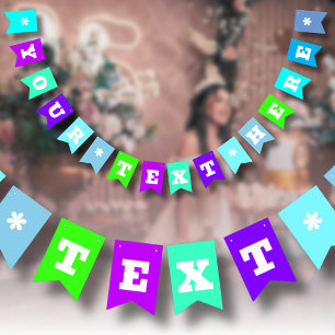 Neon Blue Shades Solid Colour   Custom Bunting