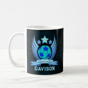 Neon Blue Soccer Ball Cool Custom Gifts For Boys Coffee Mug