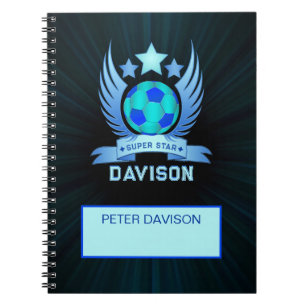 Neon Blue Soccer Ball   Cool Custom Gifts For Boys Notebook