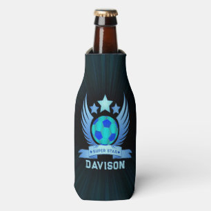 Neon Blue Soccer Ball Cool Sport Gifts For Boys Bottle Cooler